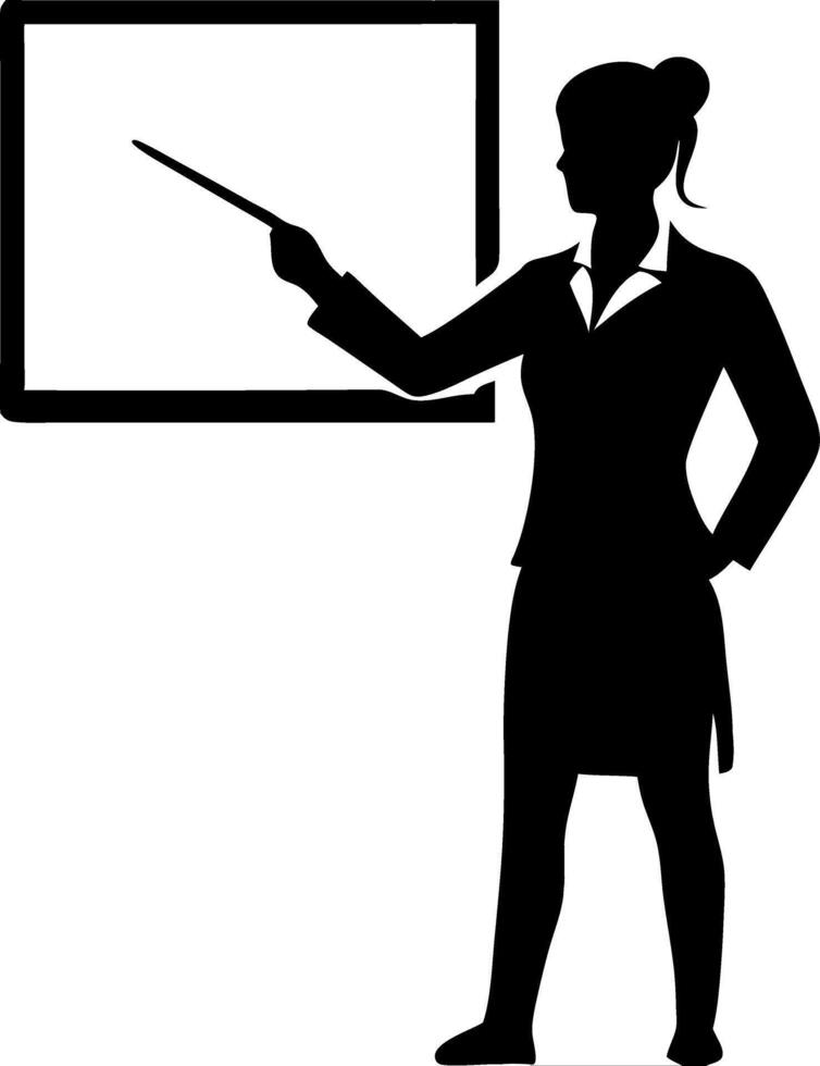 Silhouette Businesswoman Pointing at Presentation Board for Corporate Training vector