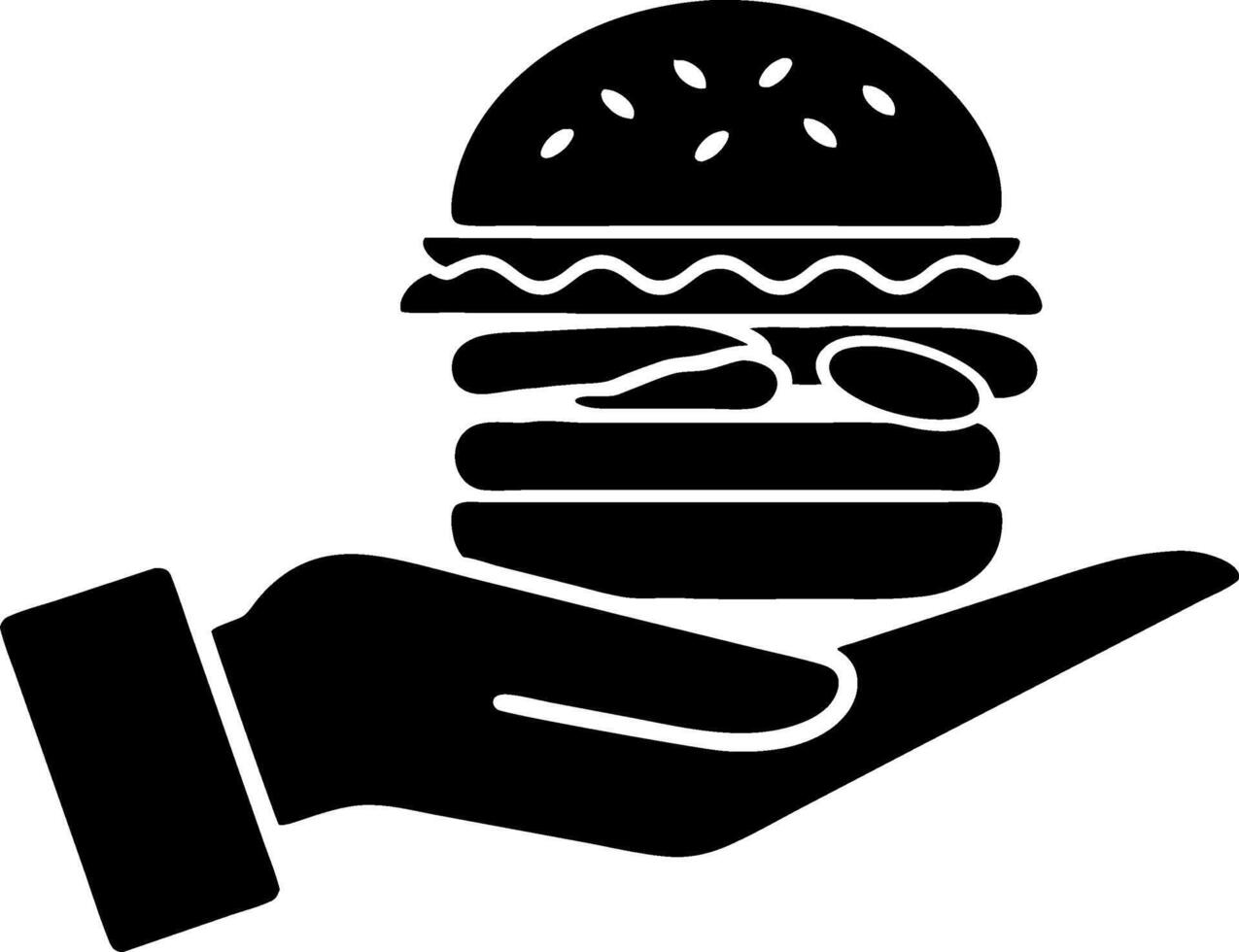 Silhouette Hand Holding Delicious Burger for Restaurant Branding vector