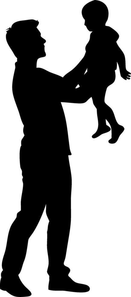 Silhouette of Father Lifting Child Family Bonding Concept Illustration vector