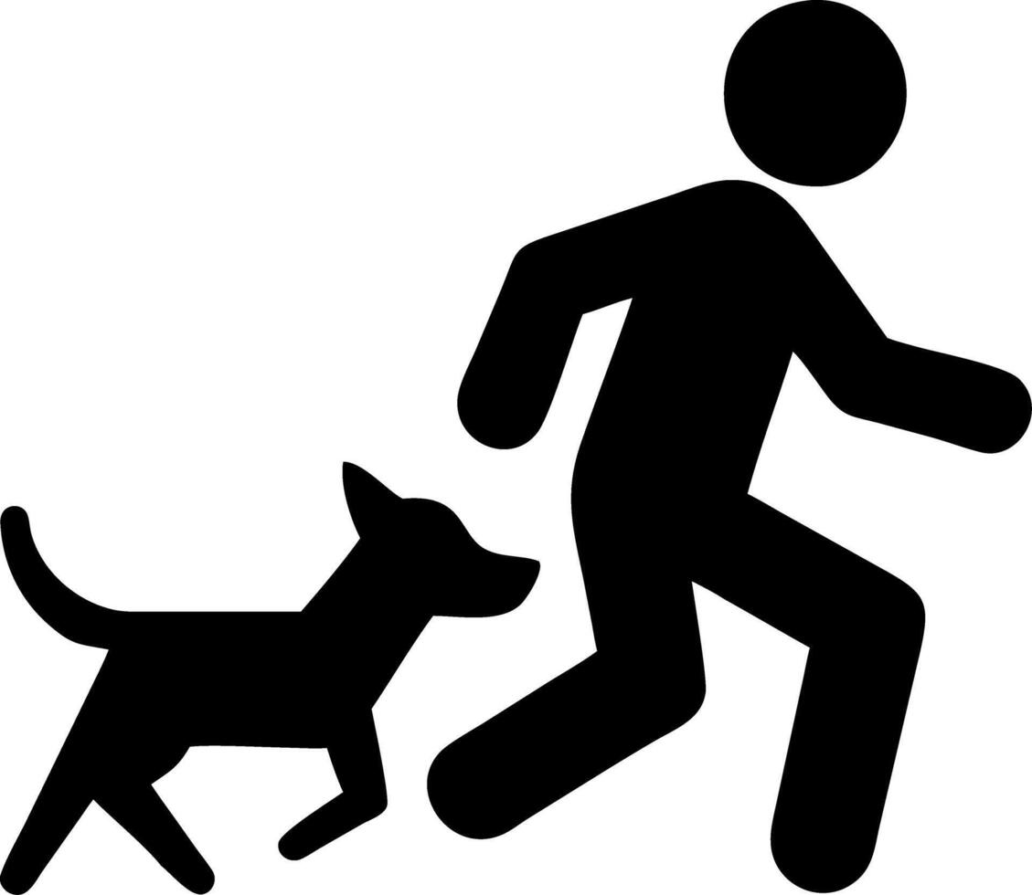 Silhouette of Person Running with Dog for Pet Exercise and Outdoor Activity vector