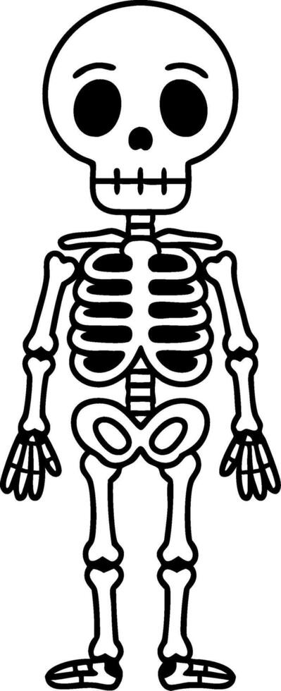 Simple Cartoon Skeleton Illustration for Educational and Halloween Use vector