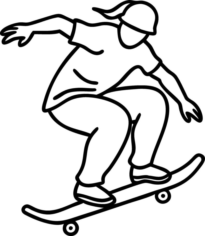 Skateboarder Performing Ollie Trick Illustration for Urban Sports Design vector