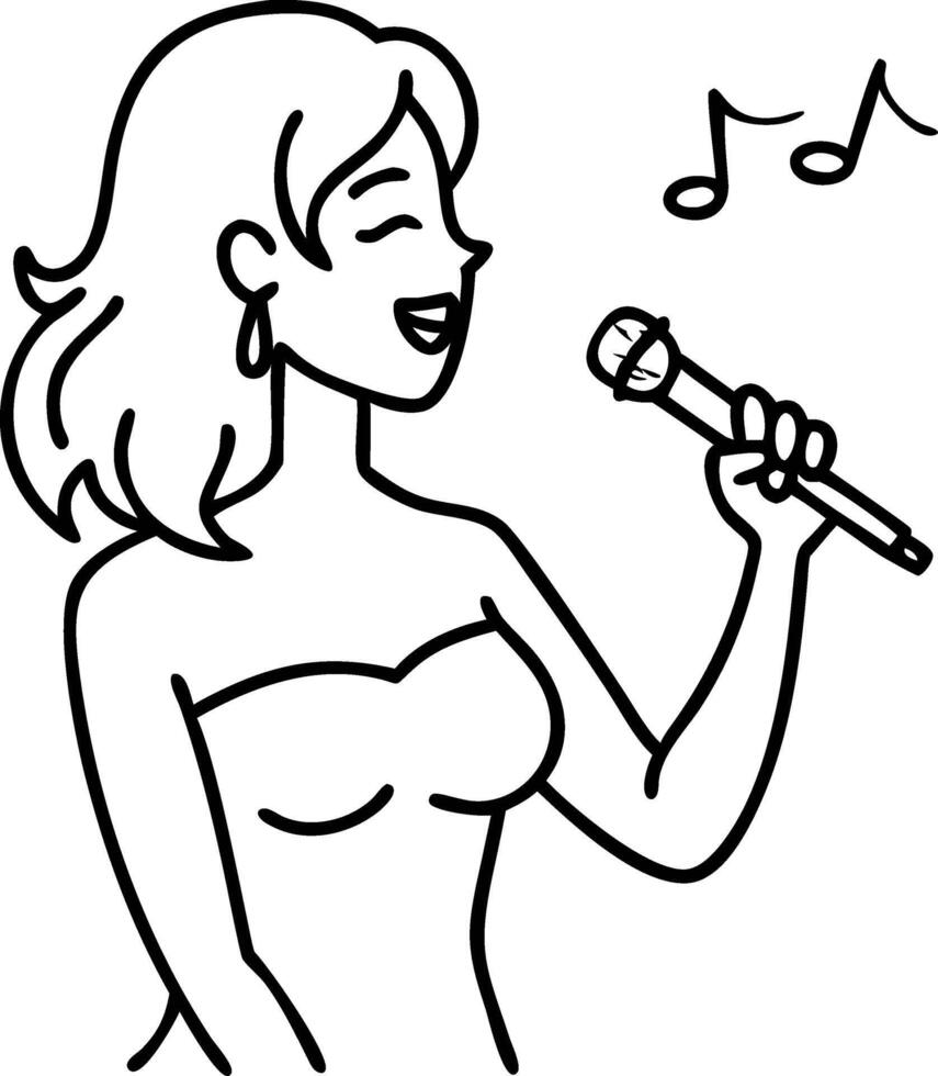 Singer Performing on Stage with Microphone Musical Art vector