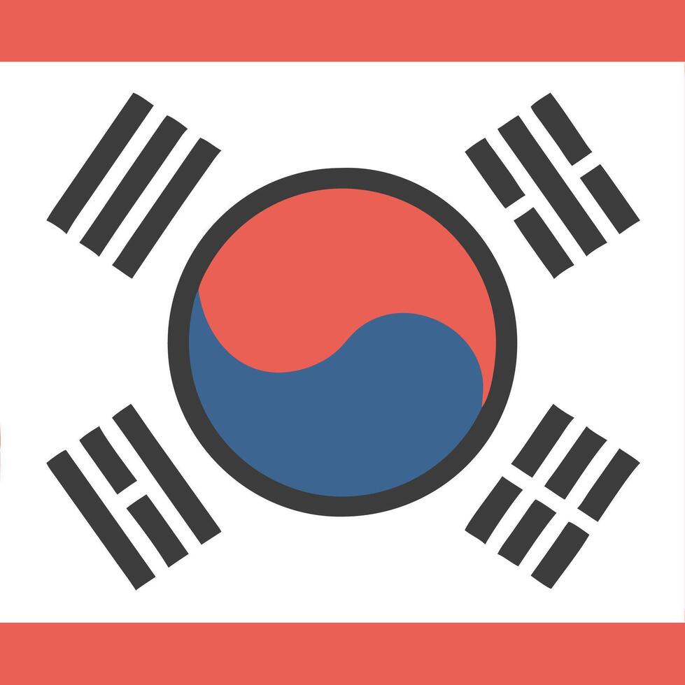 South Korea National Flag with Yin Yang Symbol and Trigrams vector