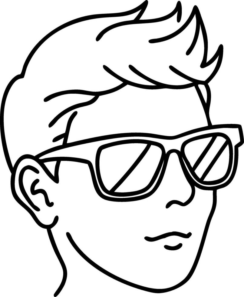 Stylish Male Face Outline with Sunglasses Illustration vector