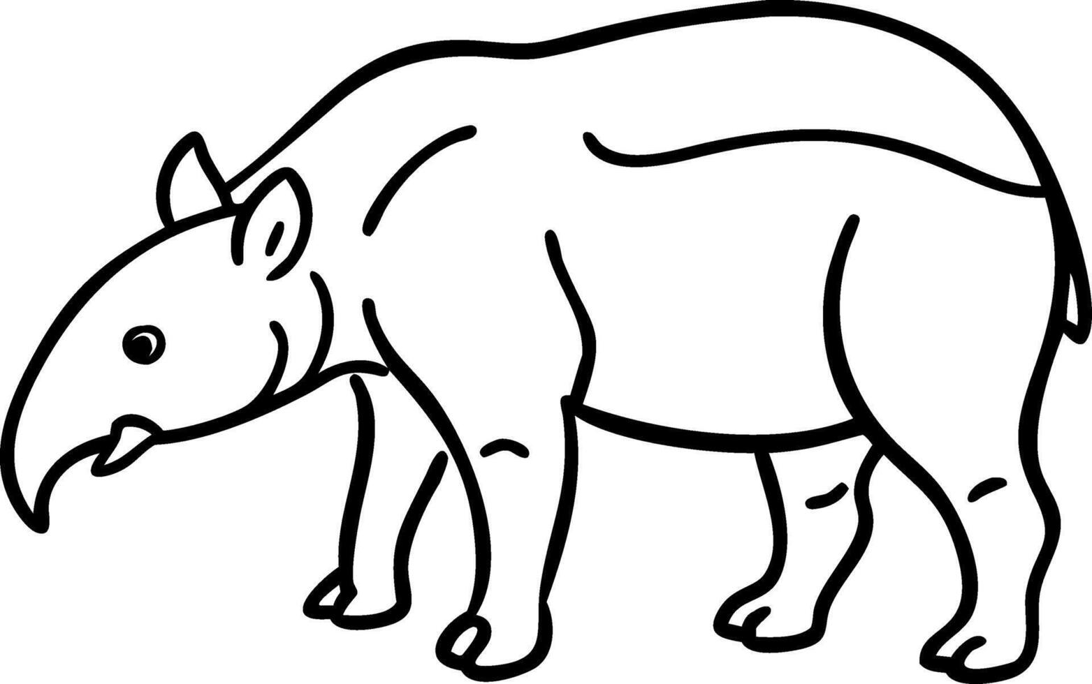 Tapir Outline Illustration Simple Animal Line Art Design vector