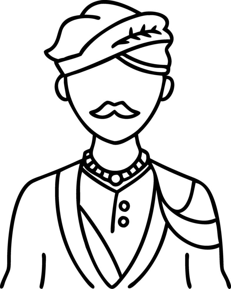 Traditional Indian Man Outline Wearing Turban and Cultural Attire vector