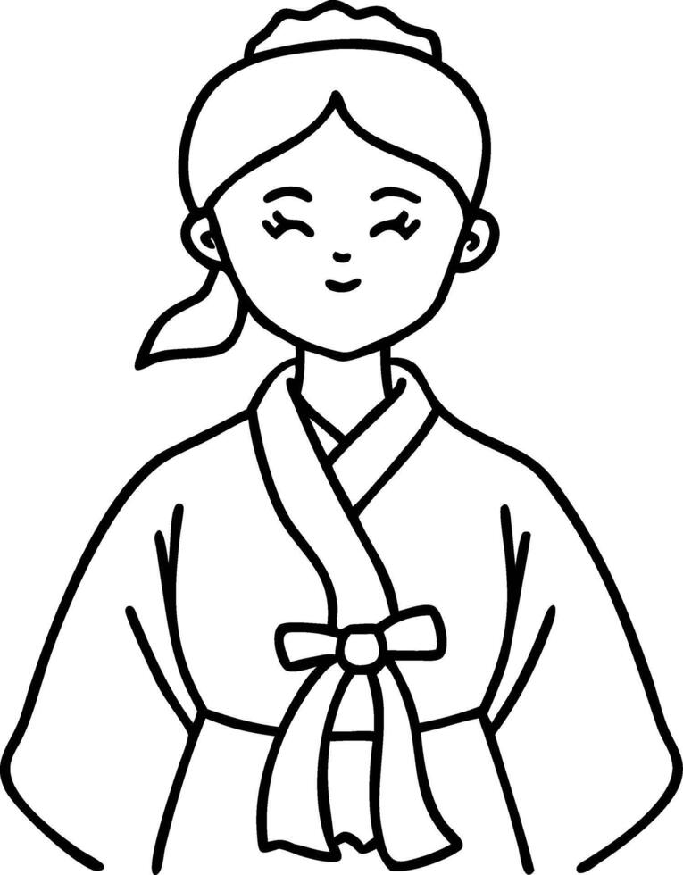 Traditional Korean Woman Wearing Hanbok Illustration vector