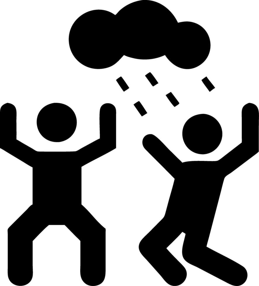 Two Stick Figures Arguing Under Rain Cloud Symbolizing Conflict and Tension vector