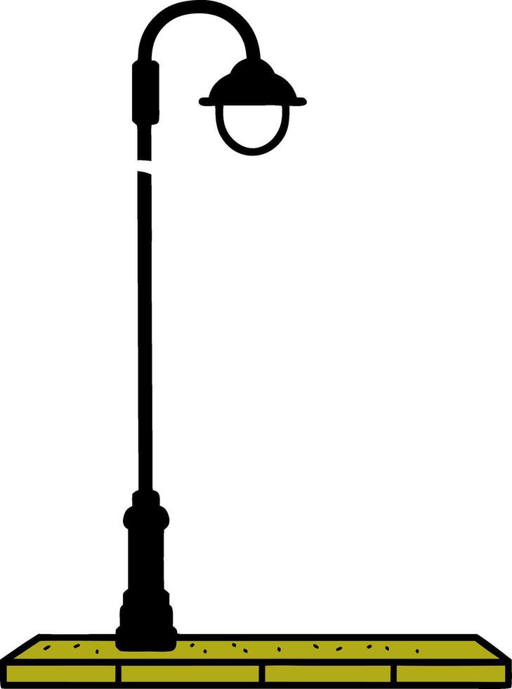 Urban Streetlight Illustration on Cobblestone Platform vector