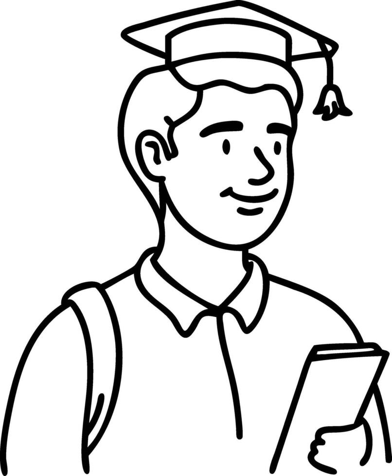 University Graduate Wearing Cap Holding Diploma Illustration vector