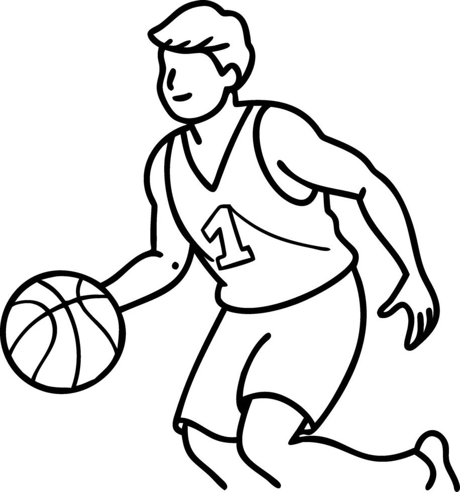Illustration Basketball Player Dribbling Sport Outline vector