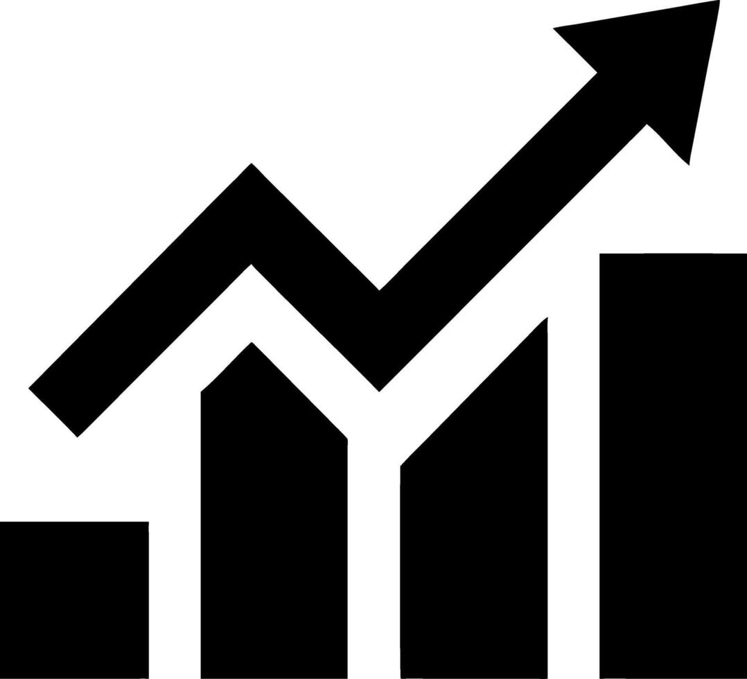 Graphic Rising Bar Chart with Growth Arrow Business Success Concept vector