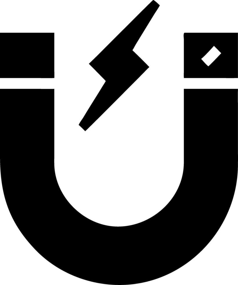 Illustration Magnet with Lightning Bolt Symbolizing Energy and Attraction vector