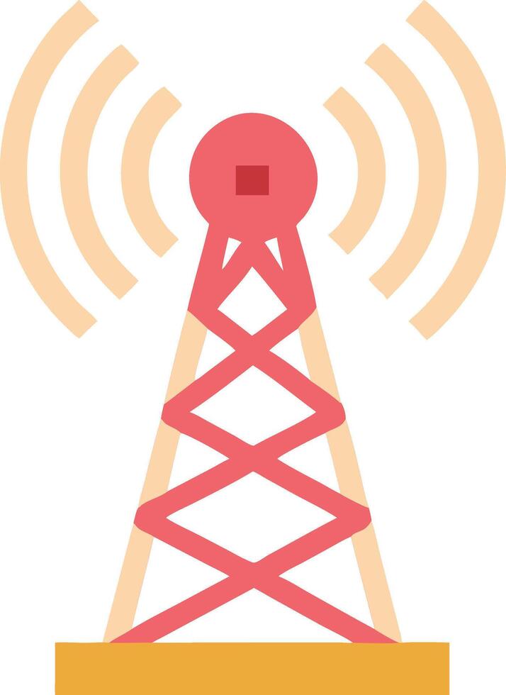 Illustration of a Radio Communication Tower with Signal Waves vector