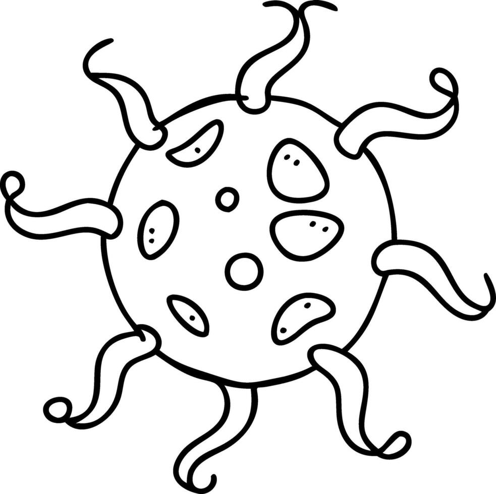 Illustration of Abstract Virus Microorganism with Tentacles and Textured Surface vector