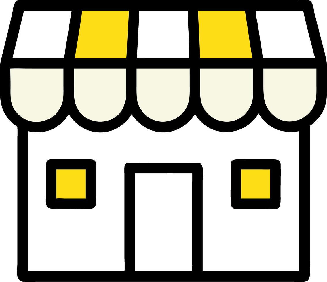 Illustration of a Small Shop Front with Yellow and White Striped Awning vector