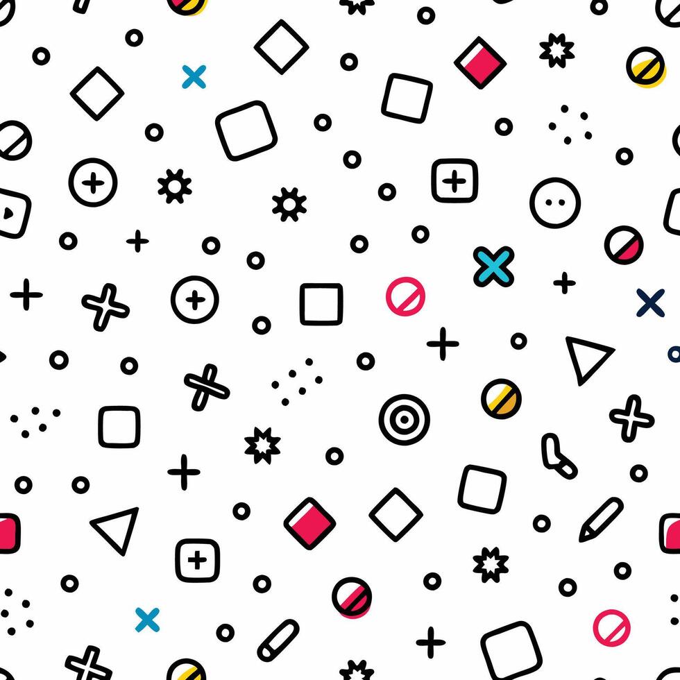 a colorful pattern with various shapes and symbols vector