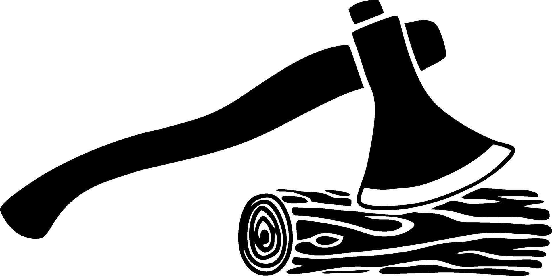 Illustration of Axe on Log for Woodcutting and Lumberjack Themes vector