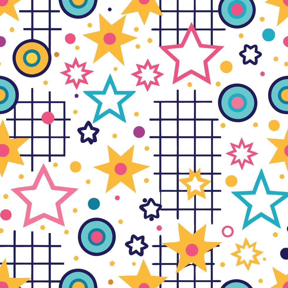 a colorful pattern with stars and squares vector