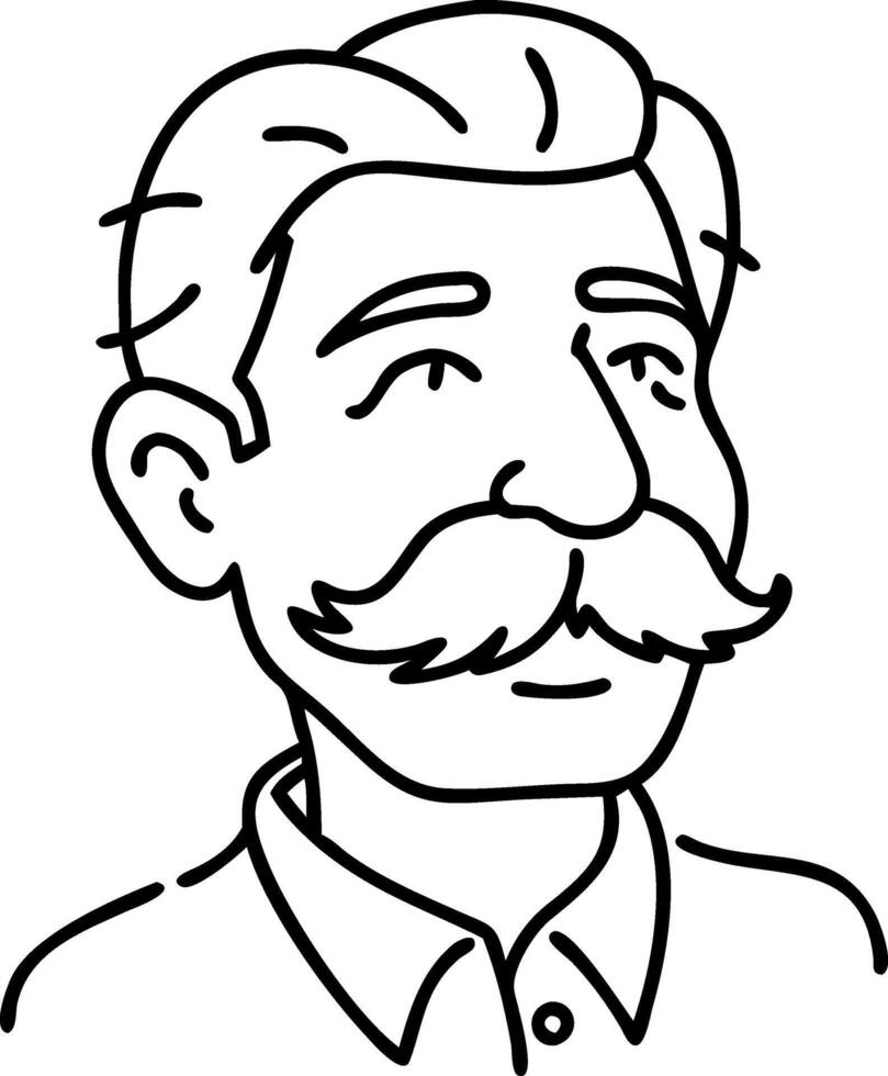 Illustration of Classic Man with Mustache and Shirt Portrait Art vector