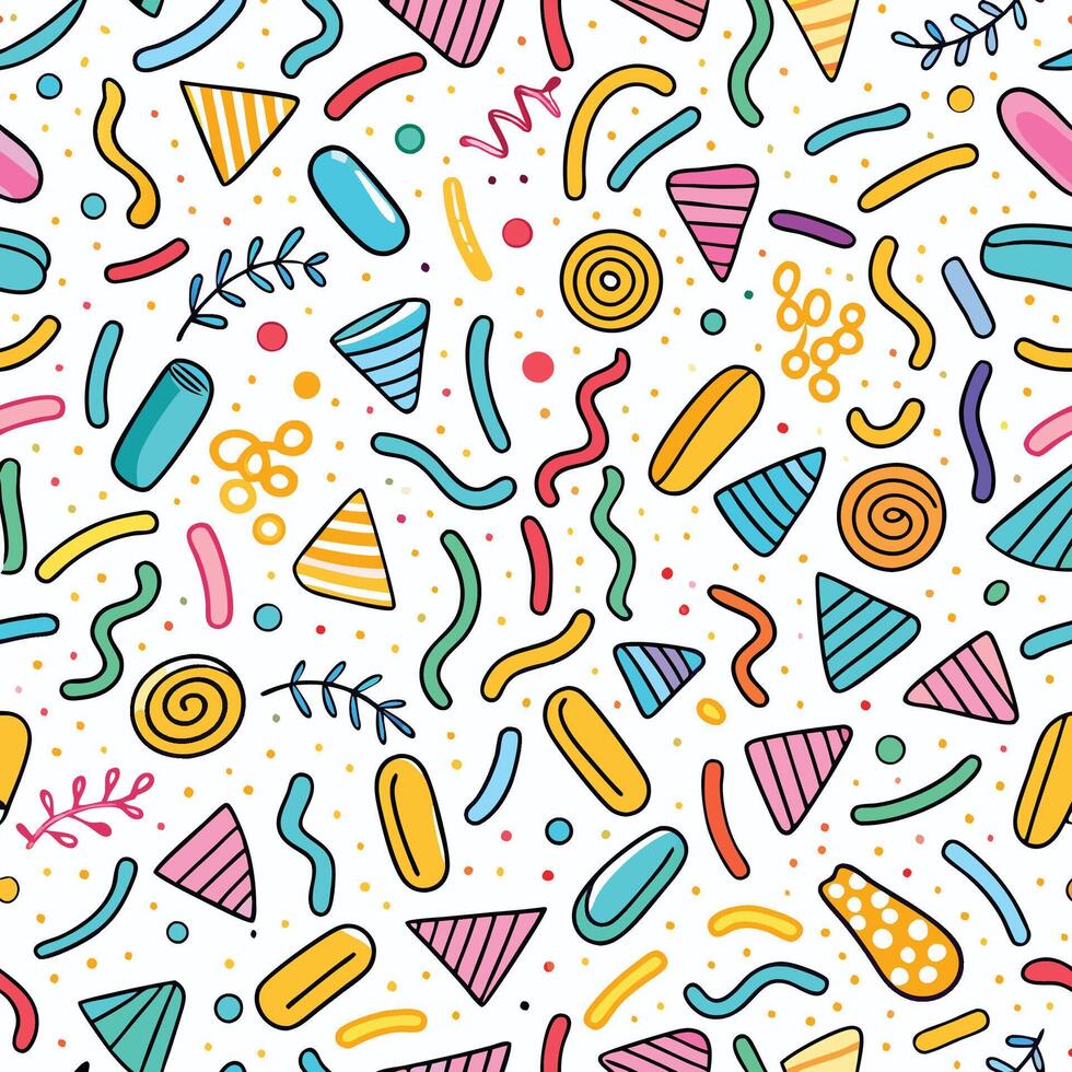 seamless pattern with colorful shapes and lines vector