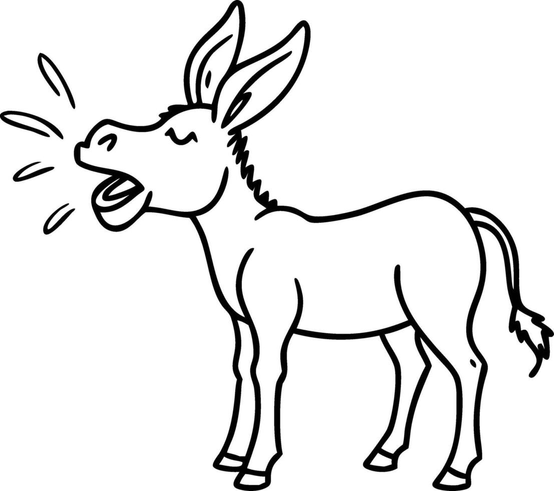 Illustration of Donkey Braying with Open Mouth Animal Art Design vector