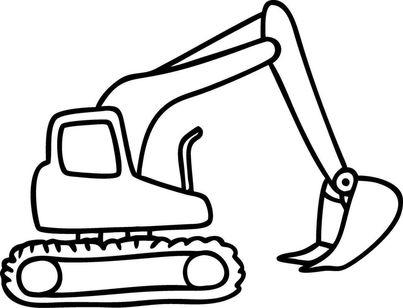 Illustration of Excavator Construction Machinery with Outline Design vector