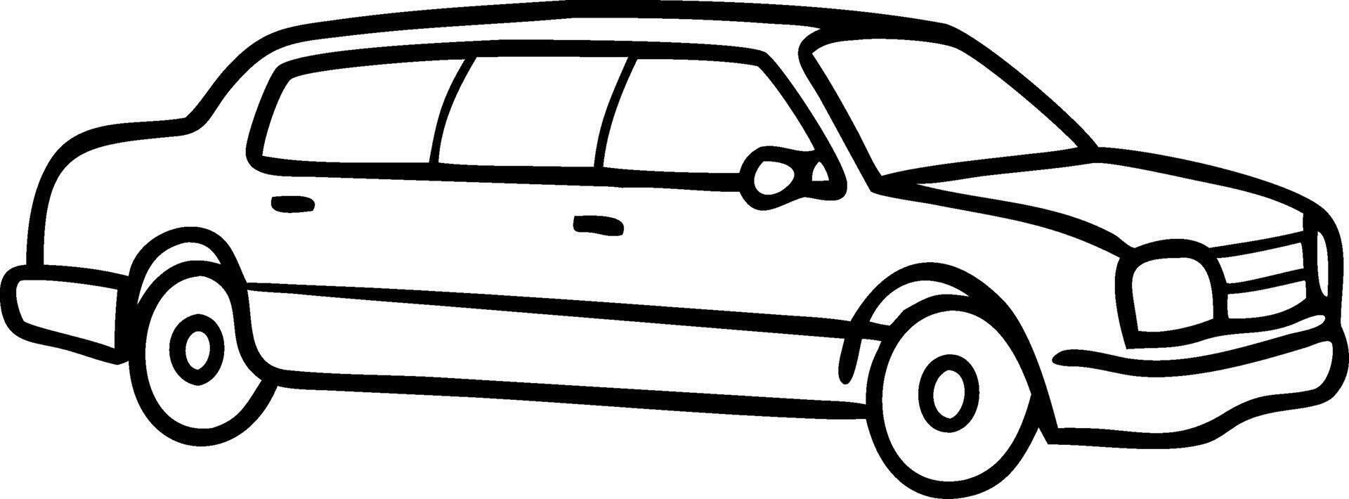 Illustration of Luxury Limousine Black Outline Side View vector