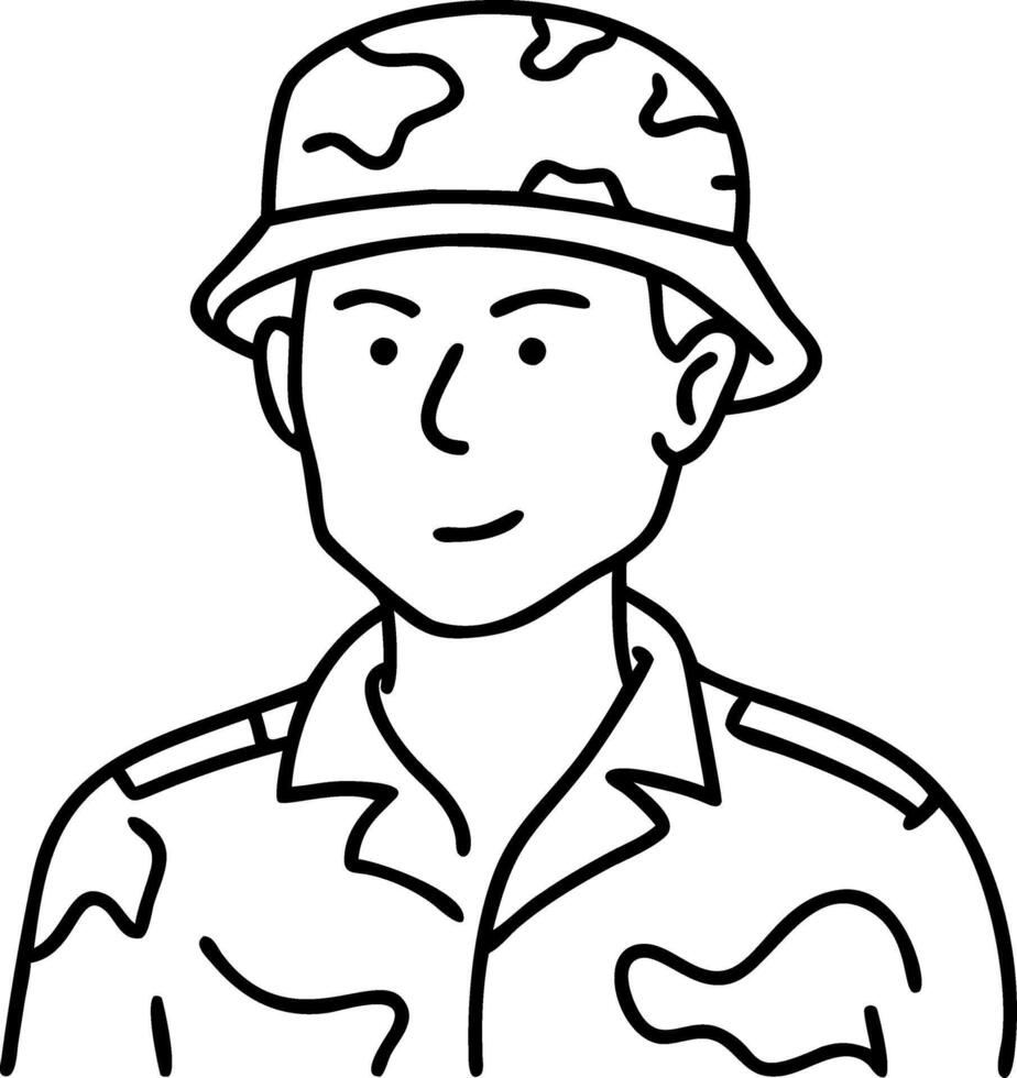 Illustration of Smiling Soldier in Camouflage Uniform vector
