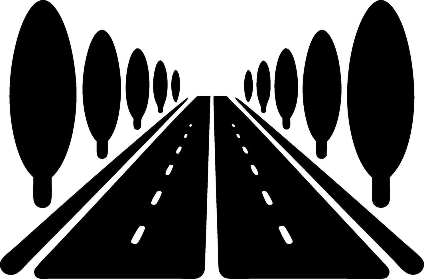 Illustration of Tree-Lined Roadway Enhancing Scenic Journey Perspective vector
