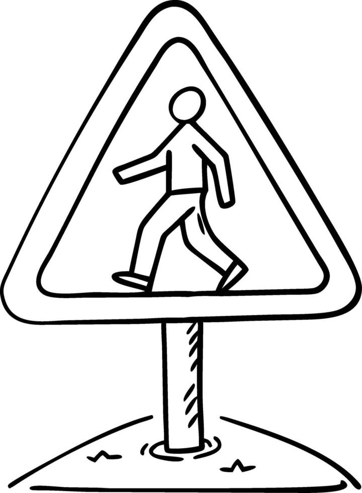 Illustration Pedestrian Crossing Traffic Sign Symbol Line Art vector