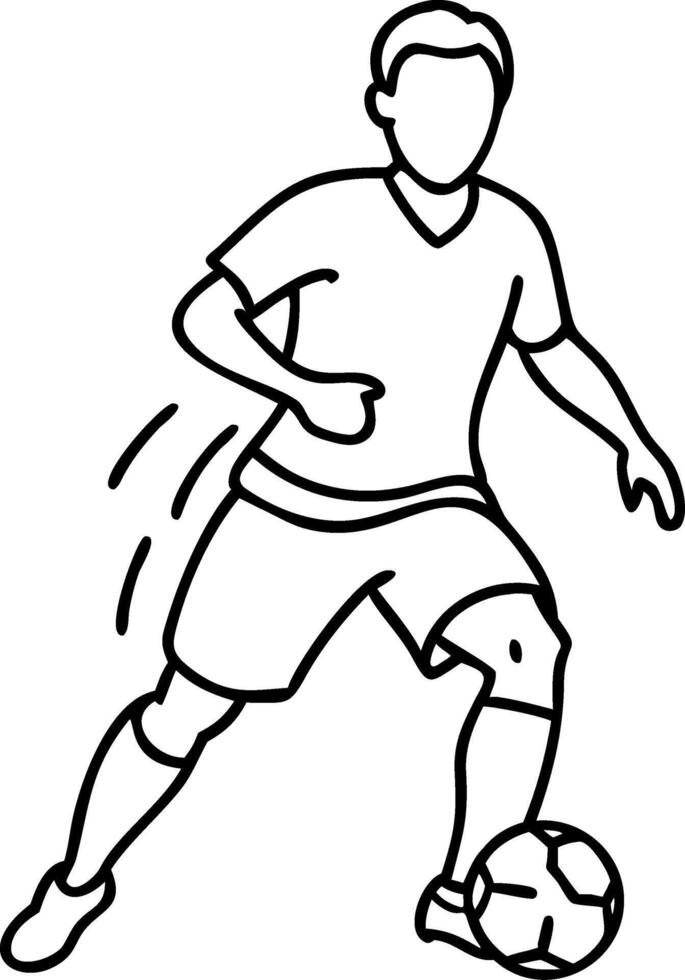 Illustration Soccer Player Dribbling Ball Outline Art for Sport Designs vector