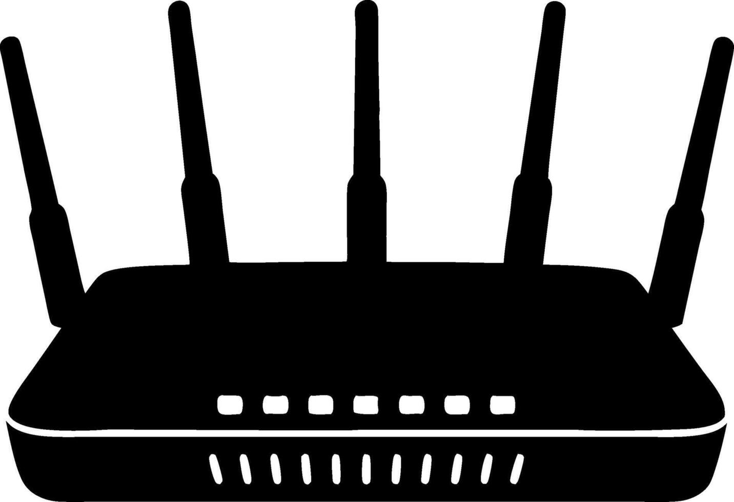 Illustration WiFi Router Silhouette with Antennas for Network Technology vector