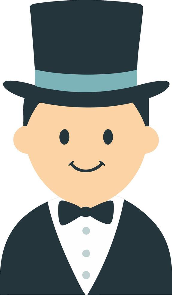 Illustration Young Man in Top Hat and Tuxedo Smiling vector