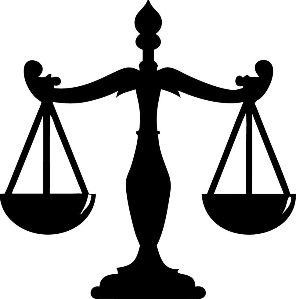 Silhouette of Justice Scales Symbolizing Law and Balance vector