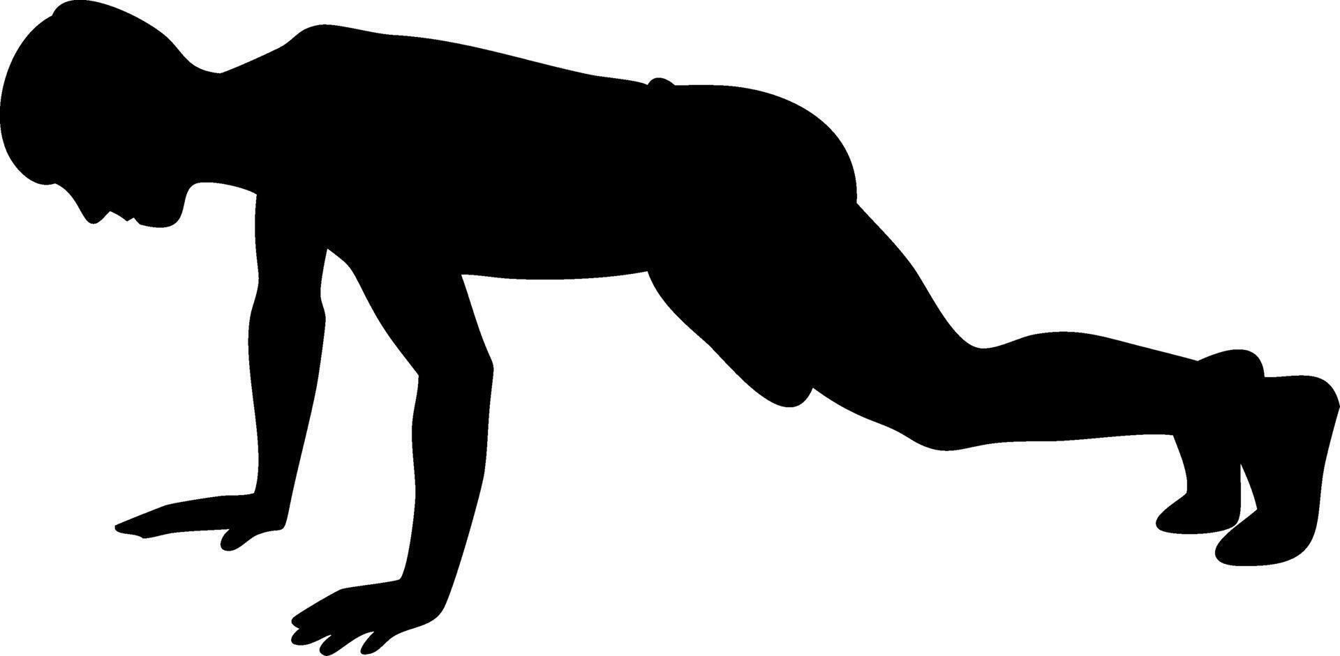 Silhouette of Person Doing Push Up Exercise for Fitness and Workout Concepts vector