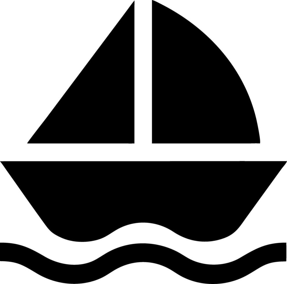 Silhouette of Sailboat on Wavy Water Minimalistic Nautical Illustration vector