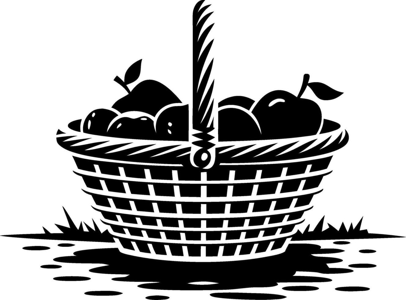 Vintage Picnic Basket Filled with Fresh Fruit Illustration vector
