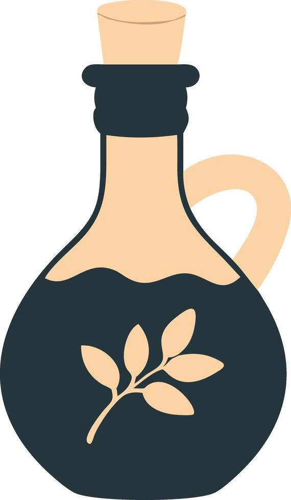 Vintage Olive Oil Bottle Illustration with Leaf Design for Culinary Use vector