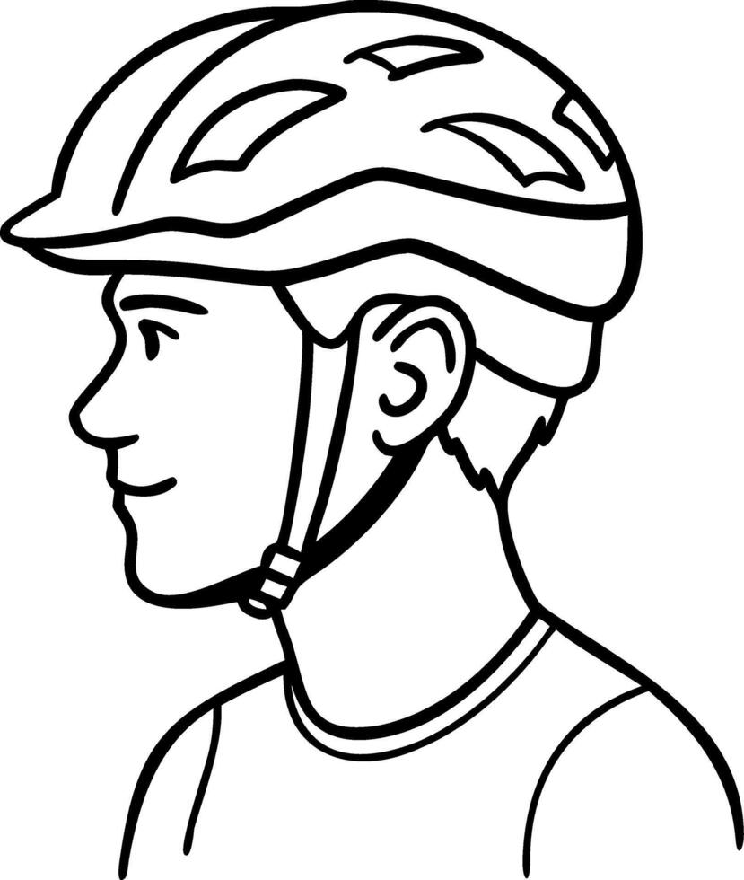 Young Cyclist Wearing Helmet Art Side Profile Illustration vector
