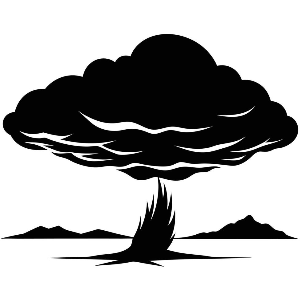 Ominous Cloud Silhouette Over a Flat Desert on White Background vector
