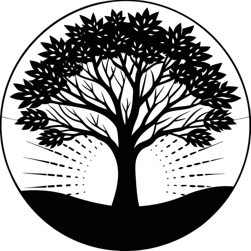 Tree Silhouetted Under the Morning Sky vector