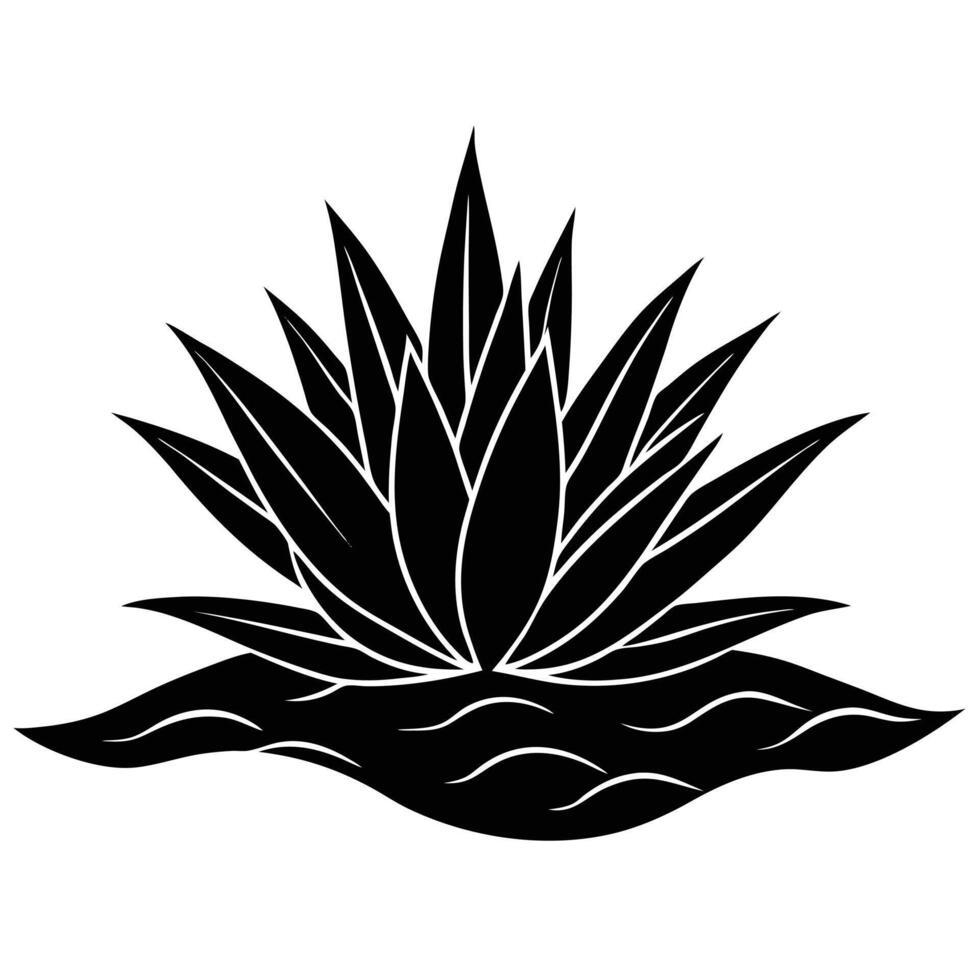 Single Spiky Agave Plant in the Sand vector