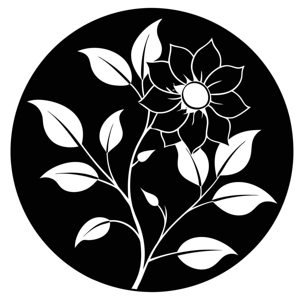 Blossom Silhouette in a Circular Frame vector