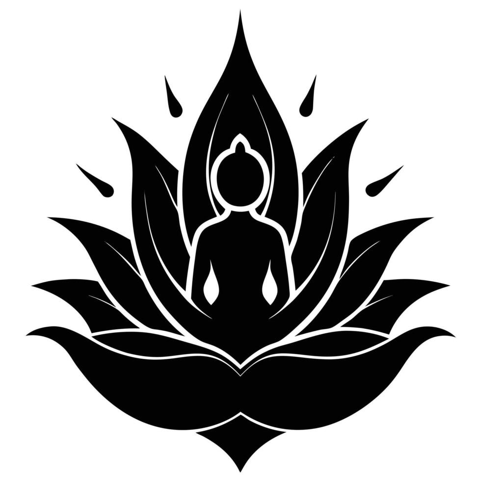 Lotus Silhouette with a Glowing Aura Effect vector