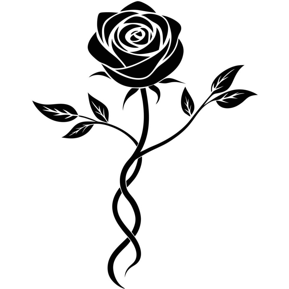 Rose Entwined with a Delicate Vine vector