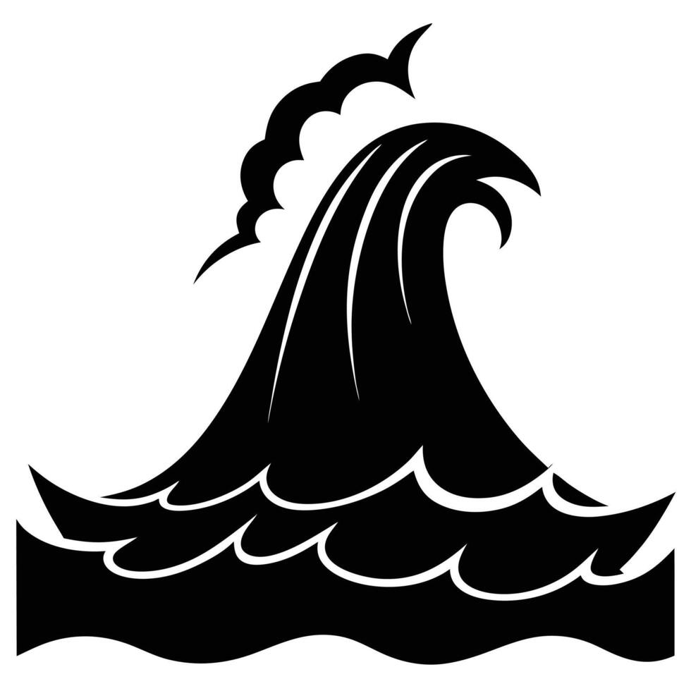 Dark Wave Silhouette Forming Sharp Peak in Mid-Storm vector