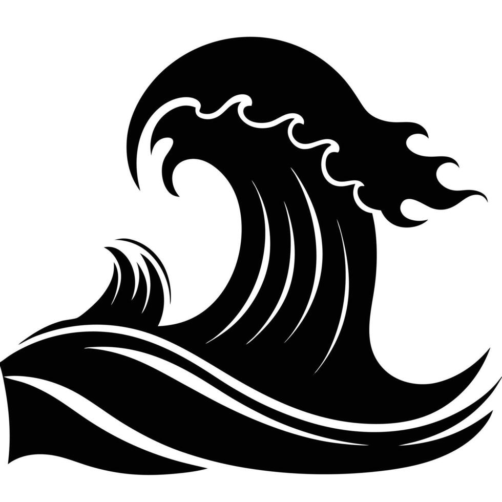 Dramatic Wave Silhouette Towering Over Dark Water vector