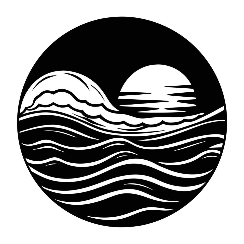 Gentle Wave Reflecting Fiery Sunset Tones vector